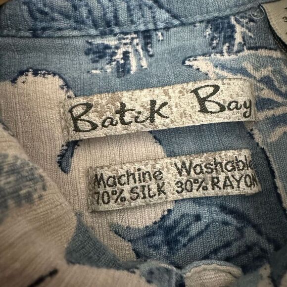 Batik Bay Men’s Blue Silk Blend Hawaiian Shirt Button Up Short Sleeve Size M - Picture 4 of 8